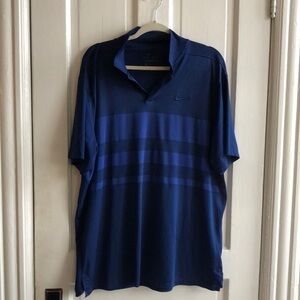 Nike Dri Fit Standard Fit Short Sleeve Blue Stripe Polo Shirt XL